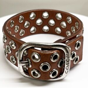Coach Vintage Brown Leather Grommet Bracelet EUC